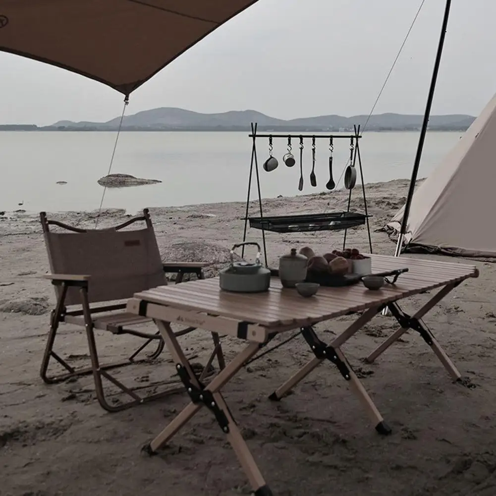 

Outdoor Aluminum Alloy Cookware Pot Pan Hanging Net Protable Shelf Hanger Folding Rack Hook Camping Storage Clothe M0k3