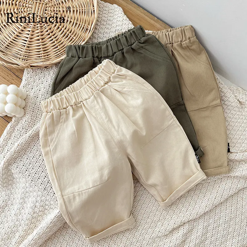 

RiniLucia 2023 New Kids Summer Wear Thin Pants Baby Unisex Trousers New Trousers for Children Solid Loose Harem Pants for Boys
