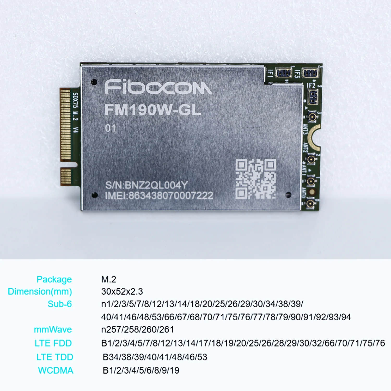 Fibocom FM190W-GL 5G SIM-модуль M.2 mmWave Sub-6GHz FM190W Global Module
