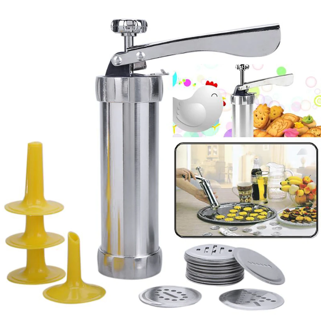 

Home Bakery Biscuit Press 240ml Maker Piping Set Fondant Icing Press Set with Stamp and Nozzles Home Bakery Baking Tool