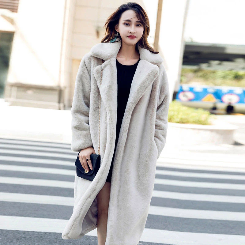 Elegant Long Winter Faux Fur Coat Women Fashion Plush Fur Coats Loose High Quality Thick Warm Winter Fur Overcoat