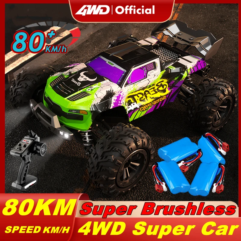 

4WD RC Car Off Road 1:16 80KM/H or 50KM/H with LED Remote Control Cars High Speed Drift Monster 4x4 Truck for Kids