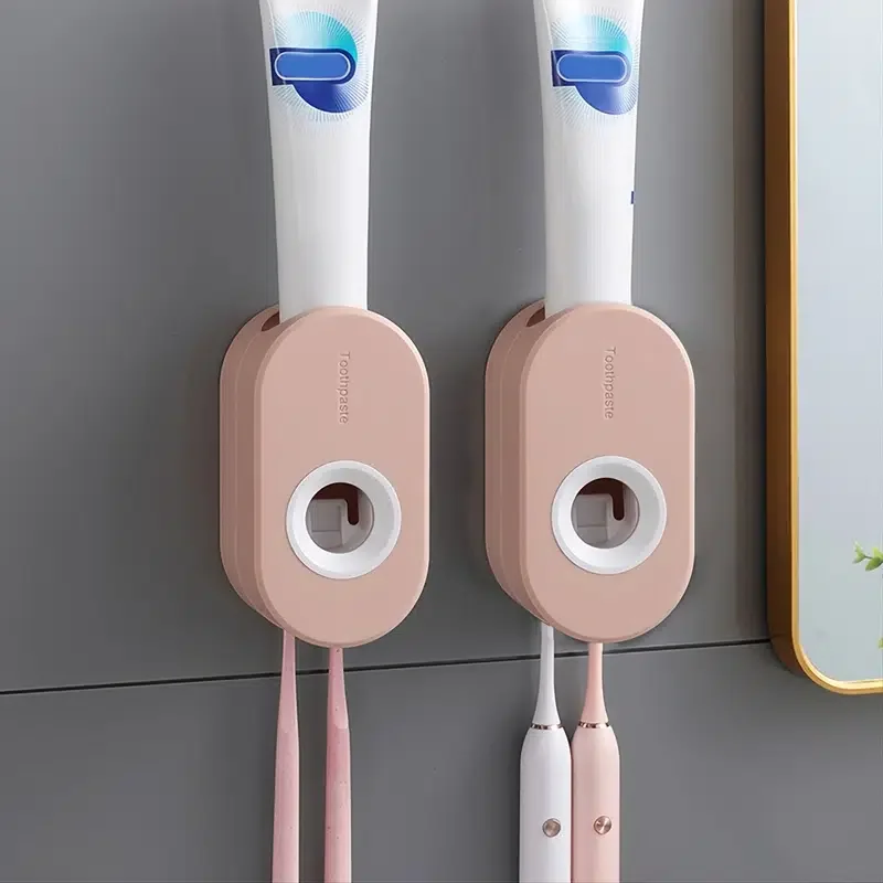 

1pc Punch-free Toothbrush And Toothpaste Rack, Automatic Toothpaste Squeezer
