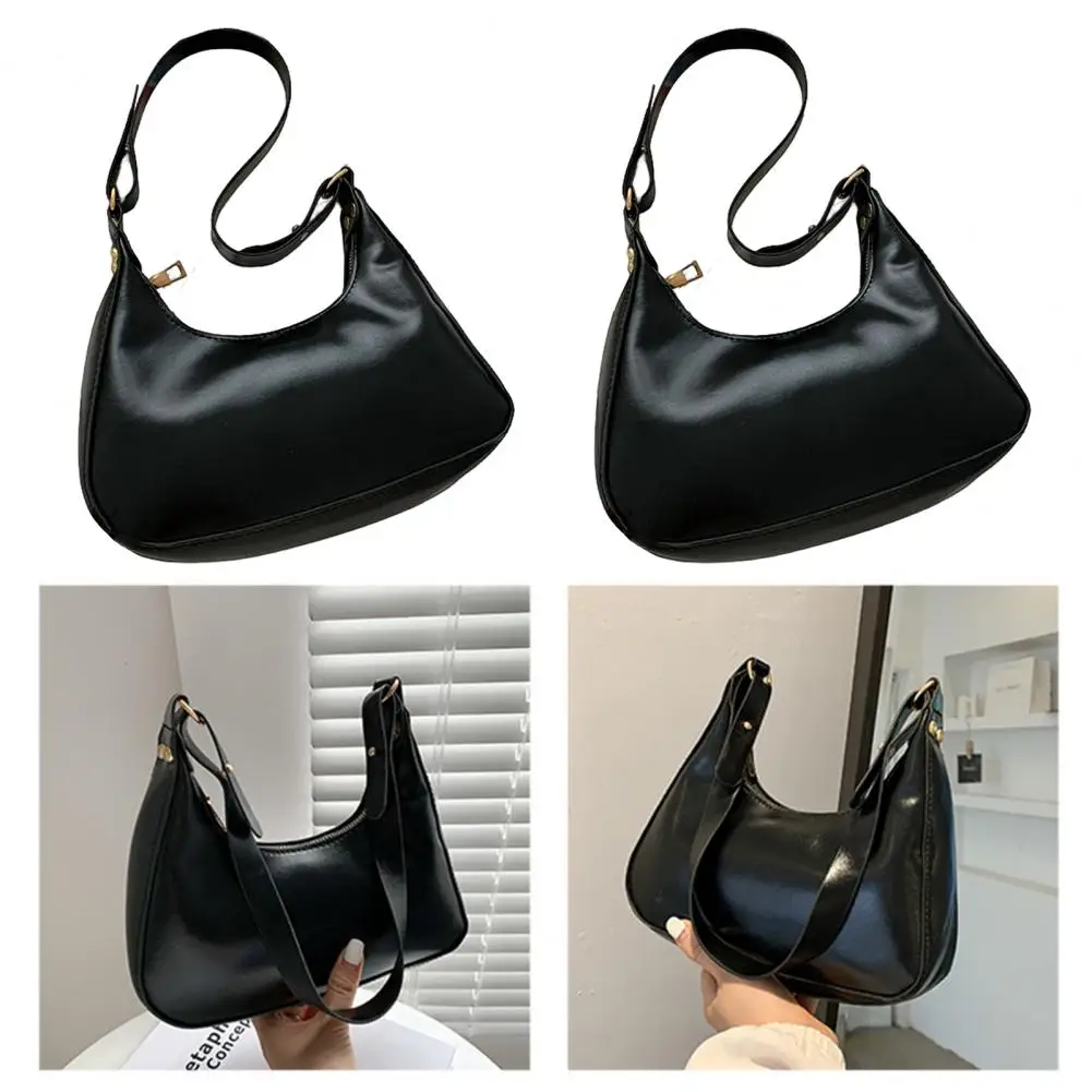 

Ladies Useful Portable Single Shoulder Strap Bag Tear Resistant Underarm Handbag Moon Shape for Office