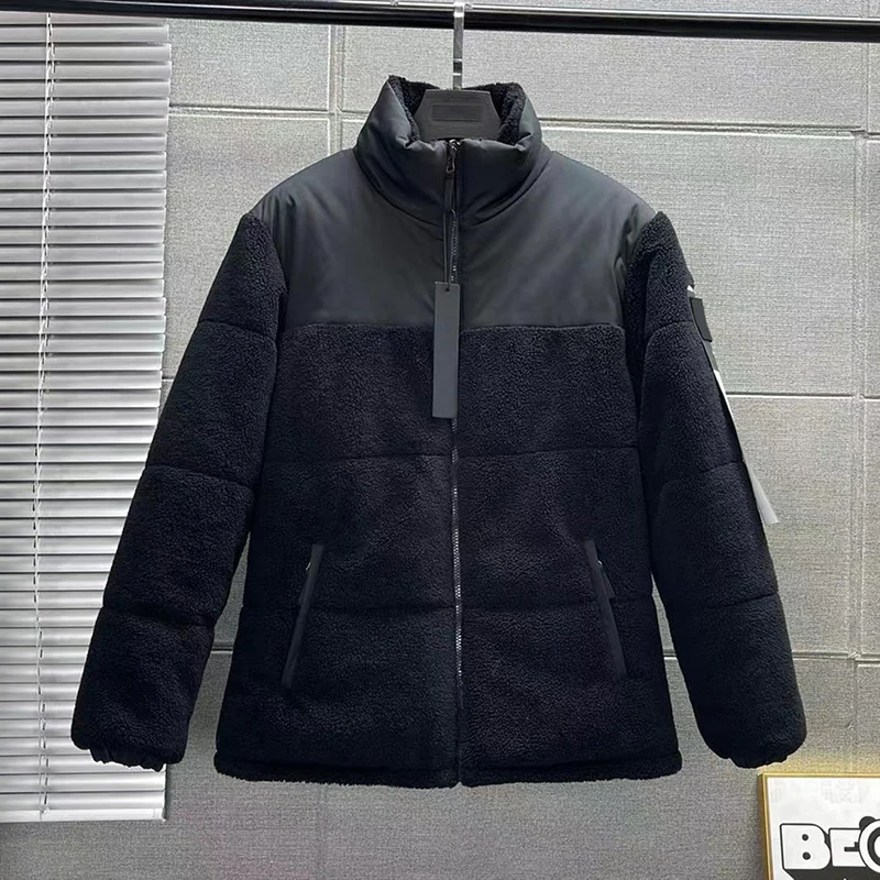 Winter Warm Double Side Stand Collar Thickened Cotton Jackets Stone Men Cashmere Fleece Coats Windproof Zipper Doudoune Homme