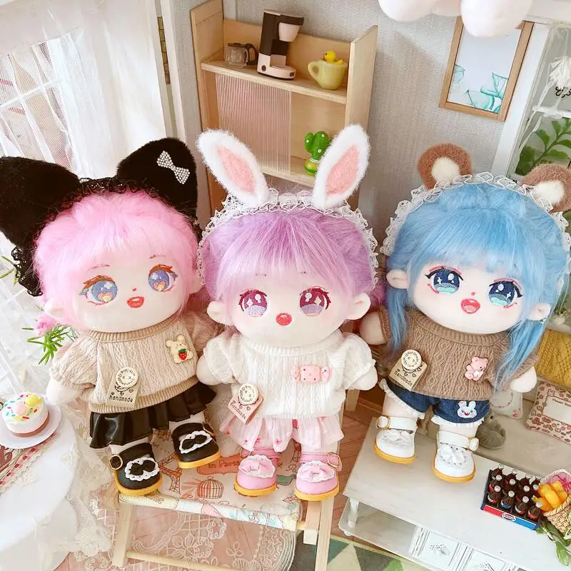 

Doll Clothes Plush 20cm Idol Doll Clothes Stray Kids Stuffed Animal Cute Cartoon overcoat Sweater Yarn skirt shoes Toys Gift