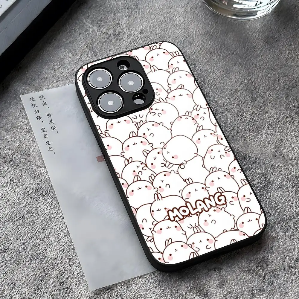 Фото Чехол для телефона с мультяшным дизайном M-Molangs для iPhone 17 Pro Max 14 Plus 12 Mini 11 13 15 X XR XS 16 Plus SE, стеклянная крышка №1