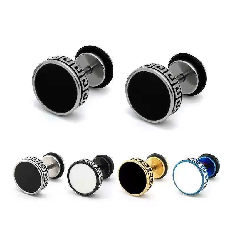 

2 Piecs High Grade Round Shape Vintage Stud Earrings for Men Women Unisex Trendy Titanium steel Party Ear Jewelry Gift