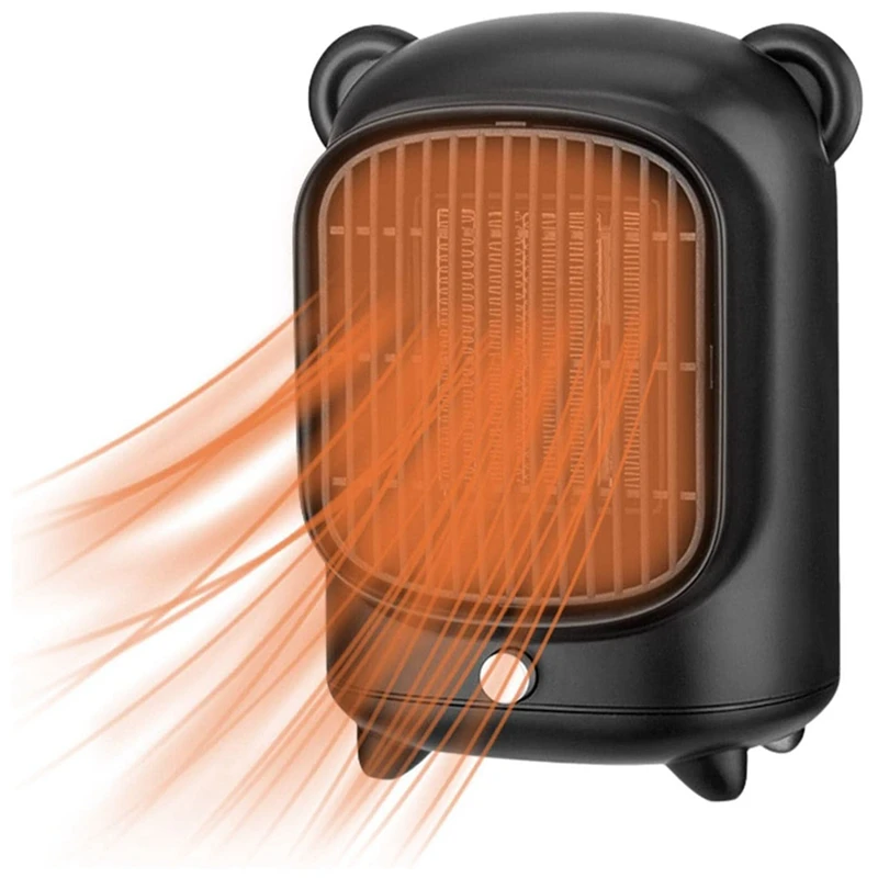

500W PTC Quiet Ceramic Space Heater Fan Portable Electric Heaters Oscillating Electric Heater EU Plug (Black)