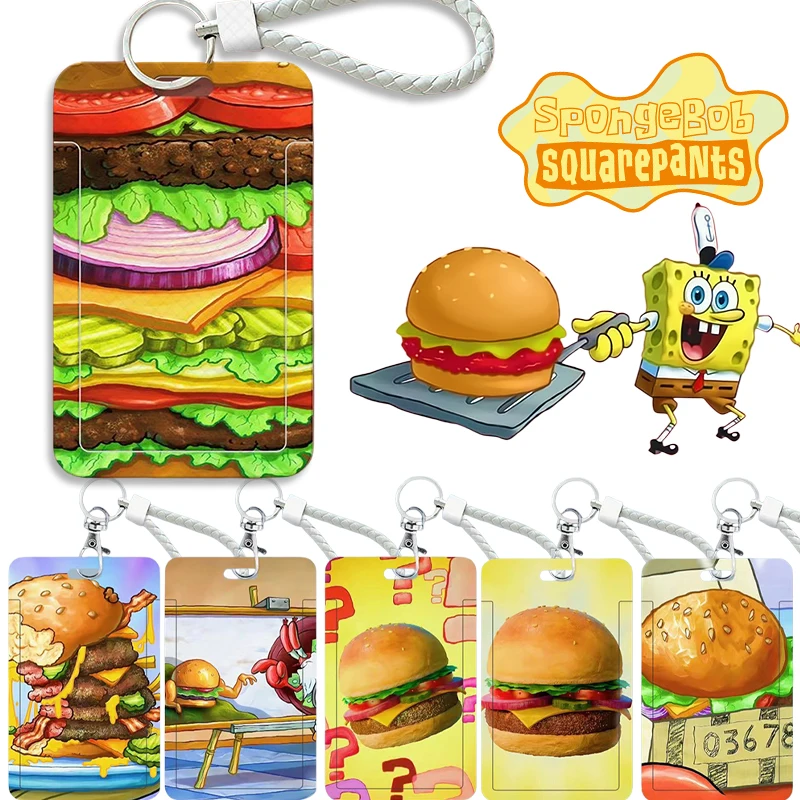 Чехол для карт с изображением Губки Боба крабби Пэтти Аниме Забавный школьный автобус ID IC кредитные карты держатель для бейджа творческие Мультяшные карточки для гамбургеров