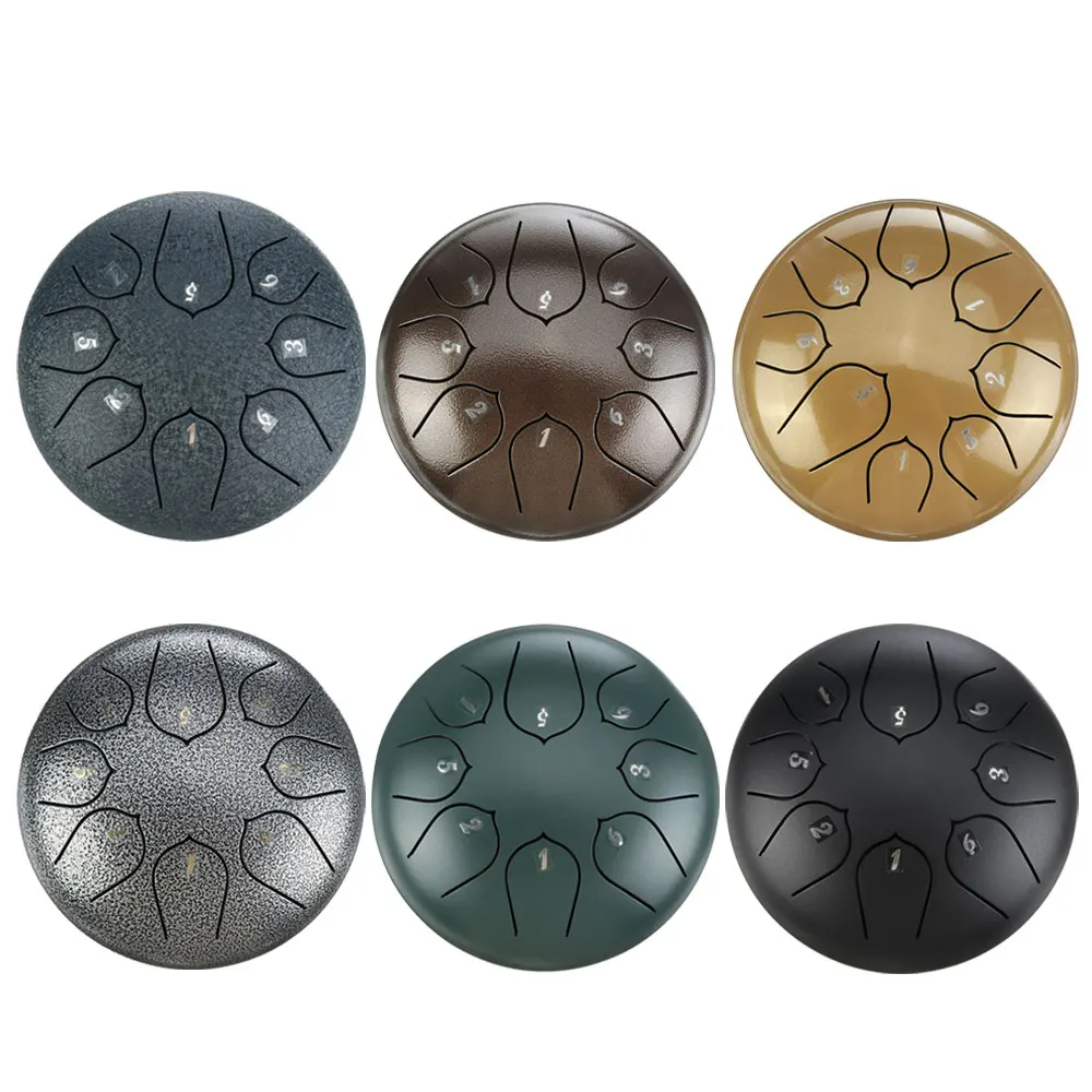 

6 Inch Ethereal Drum 8 Notes G Tune Steel Tongue Drum Handpan Instrument with Drum Mallets and Bag Percussion Instruments