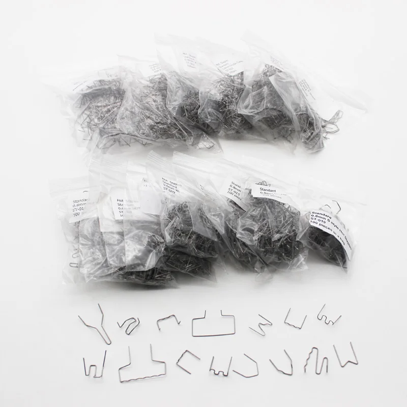 

1500pcs Hot Staples 0.6mm 0.8mm Standard Flat Wave Steel Plastic Bumper Repair Welding Wire Soldering Clips For Welder Machine