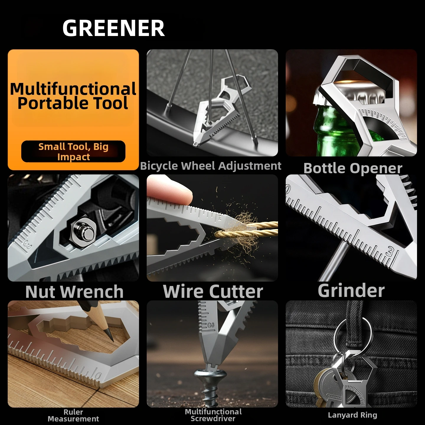 Фото Многофункциональный брелок-мультитул GREENER EDC: портативный инструмент для открывания коробок, отвертка, карманный инструмент для повседневного использования на улице №2