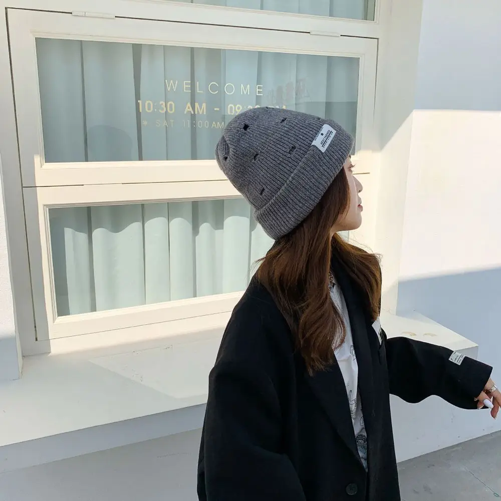 

Warm Casual Wool Solid Colors Crochet Men Matching Hip Hop Women Hat Fashion Design Knitting Beanie Korean Style Hat