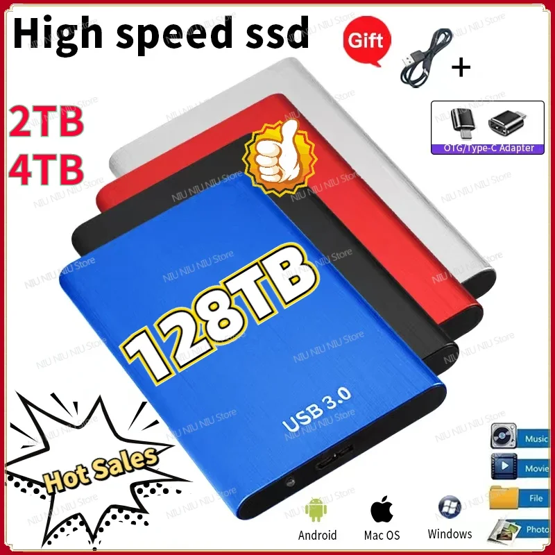 

256TB 128TB Portable SSD High-speed Mobile Drive SSD Hard Drives Disk USB 3.1 2TB External Storage Decives for Laptop PC PS5