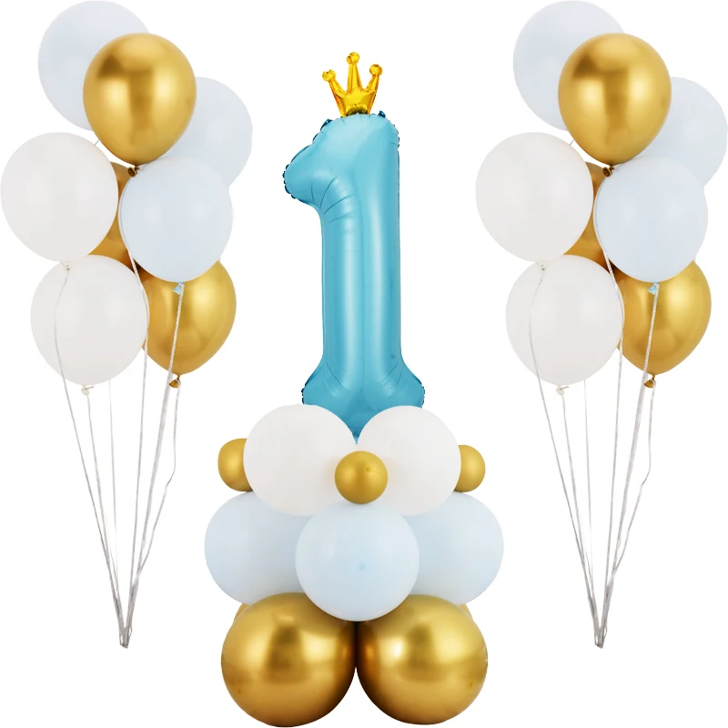 33 шт./компл. шары в виде короны голубые металлические украшения для 1-го дня