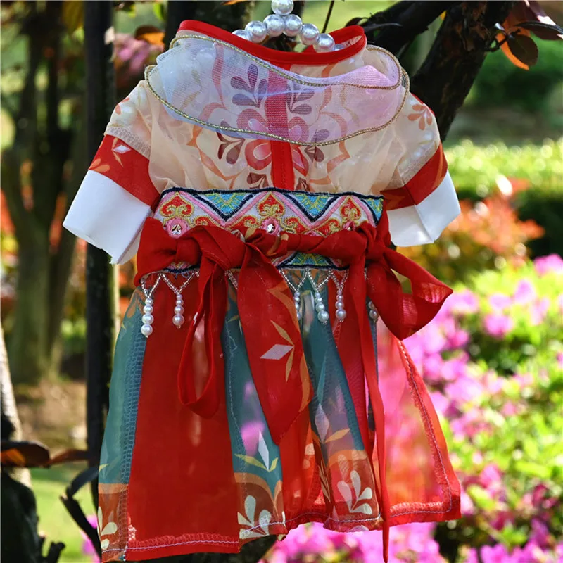 

Одежда для домашних животных Hanfu для маленьких собак, летний костюм, тонкие медведи тедди, Померанская искусственная одежда, одежда для крол...