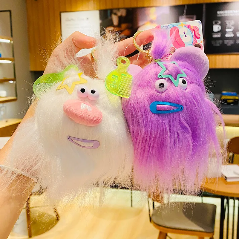 

New Fashion Beauty Long Hair Strange Plush Doll Pendant Creative Keychain Car Keychain Boys and Girls Schoolbag Pendant