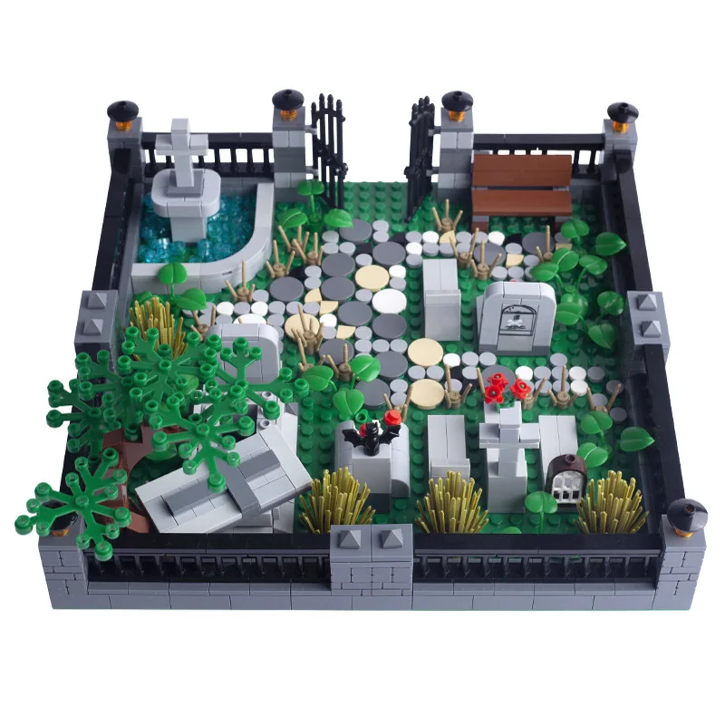 Фото Строительные блоки MOC на Хэллоуин, зомби, скелет, череп, Некрополь, призрак, кирпичи, игрушки, креативные подарки для детей, совместимые с LEGO №2