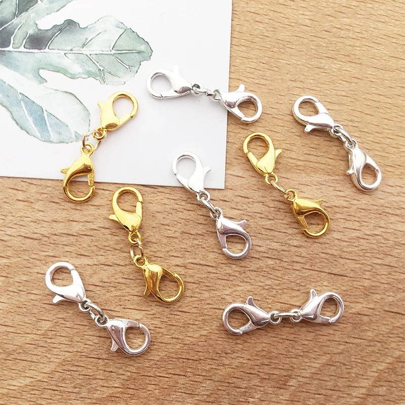 Застежка из цинкового сплава, Двойная застежка 26x7 мм, 10 шт./лот, застежка-карабин для самостоятельного изготовления ожерелий, браслетов, ювелирных изделий, фурнитура