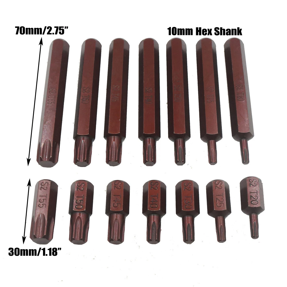 

30/75MM T20/25/30/40/45/50/55 Torx Electric Screwdriver Bits Strong Magnetism Hex Shank Batch Head S2-High Hardness Bits Tools