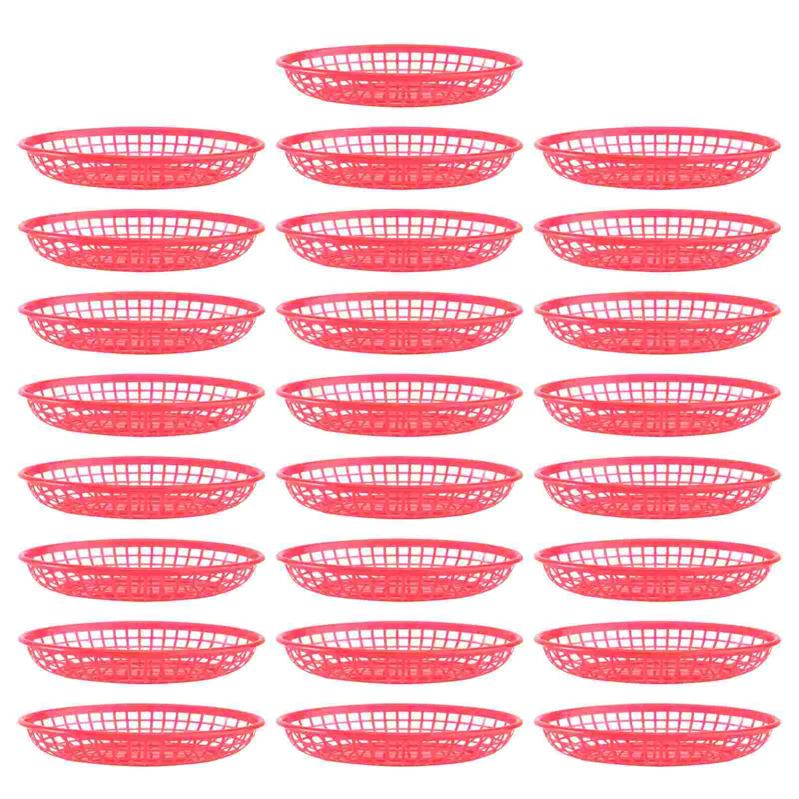 

32 Pcs Deli Tray Chips Fry Baskets Round Bread Pan Storage Bins Fruit Wire Woven Egg Platter