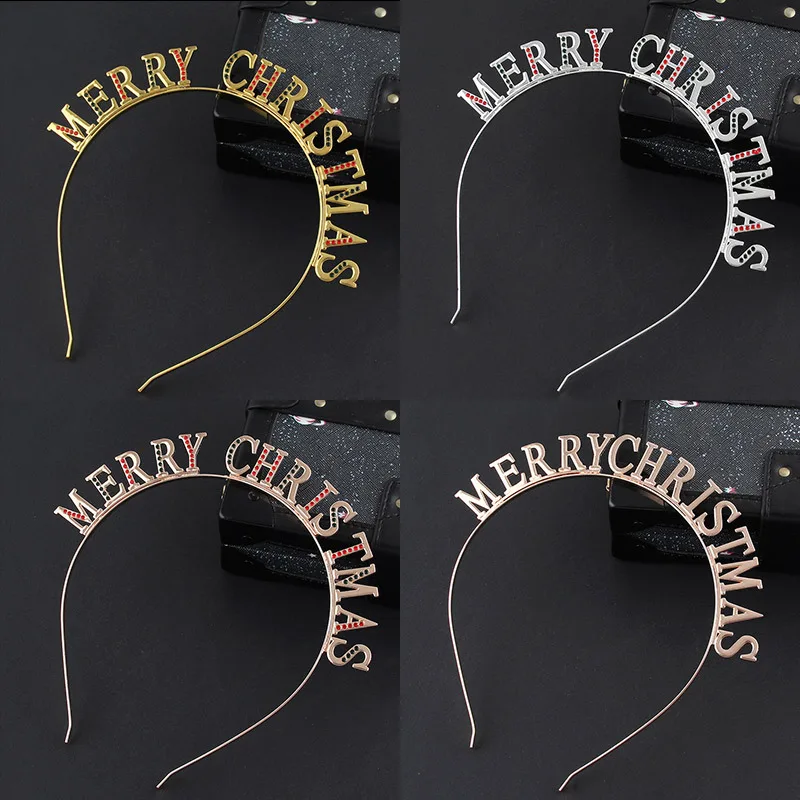 

2023 креативная Рождественская повязка на голову с инкрустированными алмазами буквами в европейском и американском стиле повязка на голову принцесса из сплава повязка на голову аксессуары для волос