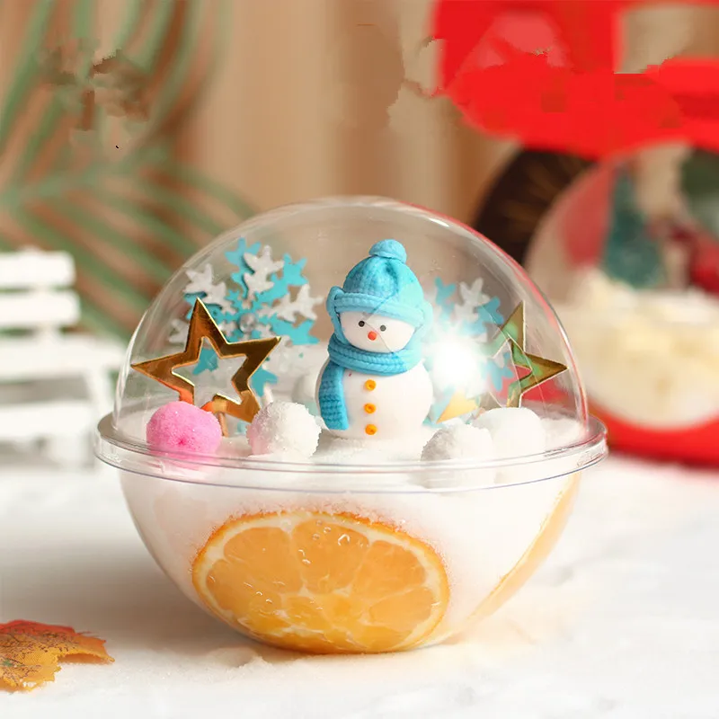 

10pcs High quality round mousse transparent plastic ball cake tiramisu packaging boxes ice cream pudding dessert cups with lids
