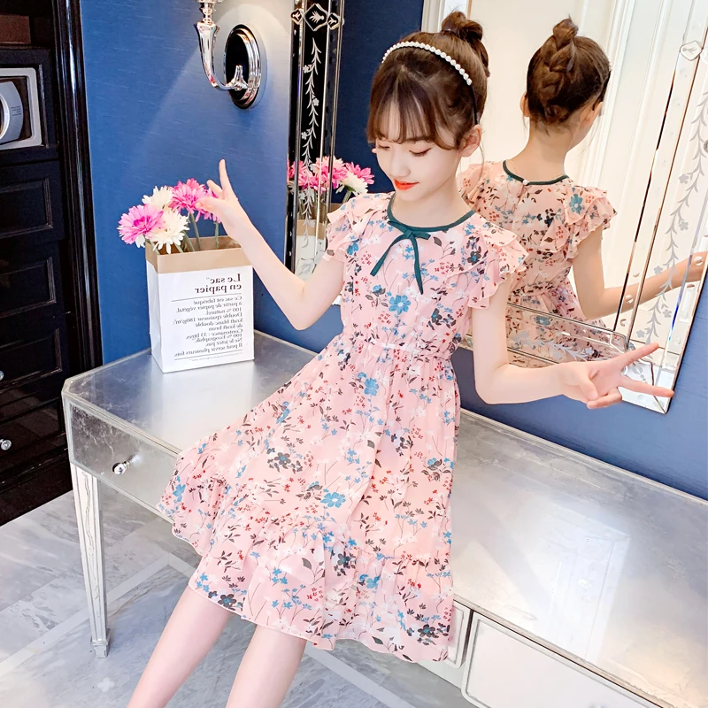 Крутое летнее платье для девочек с принтом милое и модное новинка 2022 Детская