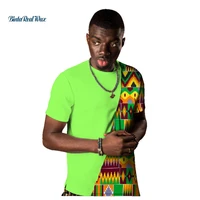 2021 summer casual t shirts for men bazin riche mens african print shirt traditional african clothing patchwork tops wyn483