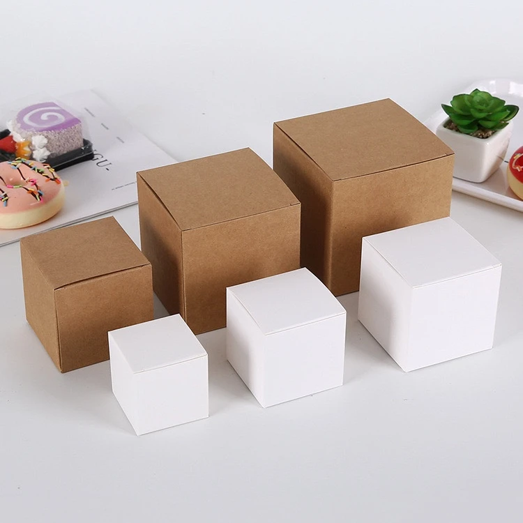 

50Pcs Kraft Paper Box Square White Cardboard Box DIY Gift Box For Soap Cookies Jewelry Gift Packaging Candy Cookies Cake Baking