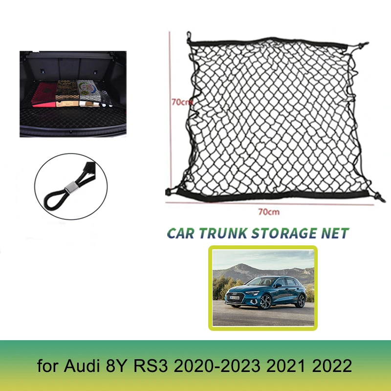 

4 HooK 70x70 CM Car Trunk Net for Audi A3 8Y RS3 S3 8y 0 Sportback 2020-2023 2021 2022 Cargo Mesh Luggage Elastic Car Accessorie