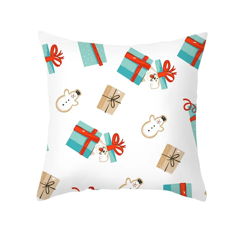 

2023 Christmas Throw Pillow Cover Cartoon Letter Printing Cushion Cover Office Sofa Throw Pillow Cover