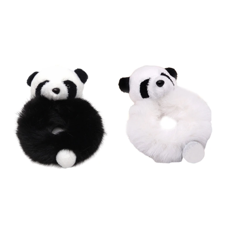 

Girls Hair Ties Cartoon Panda Hair Scrunchie Soft Rubber Bands Hair Supplies