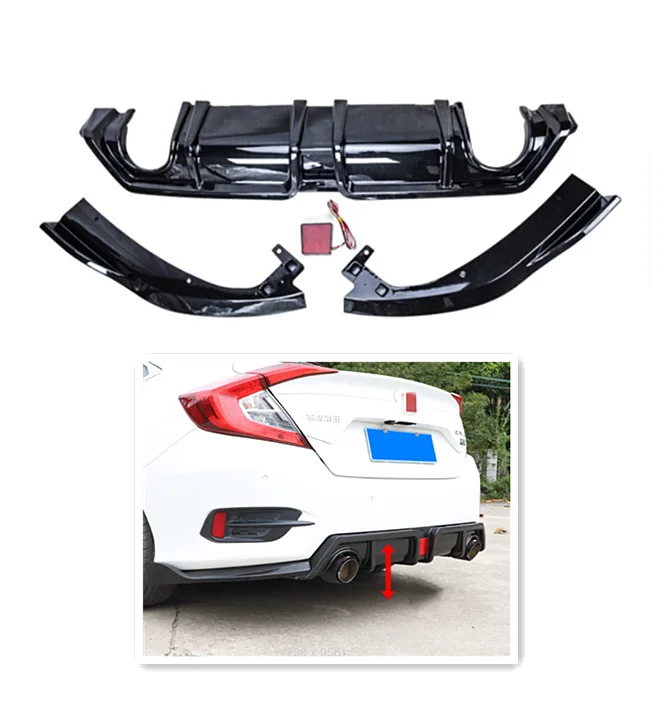 

Комплект для корпуса, задний диффузор со светодиодом для 10-го поколения 2016-2022, сплиттер для заднего бампера