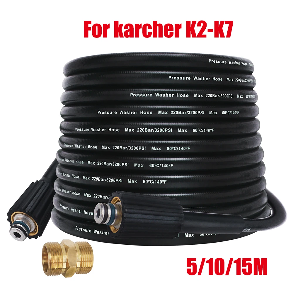 

High Pressure Washer Hose Cord Pipe CarWash Hose Water Cleaning Extension Hose M22-Pin 14/15 for Karcher Elitech Interskol Huter