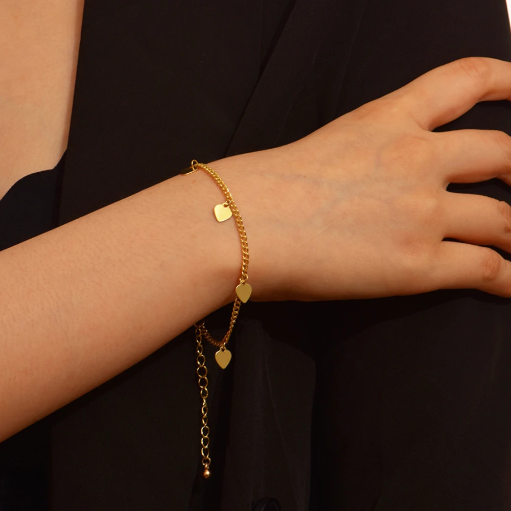 

Gold Color Star Moon Pendant Tassel Bracelets Bangle for Women Minimalist Geometric Heart Link Chain Bracelet Jewelry