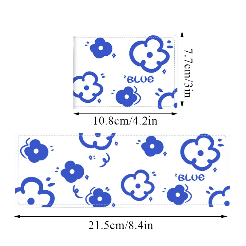 Blue Flower Auto Driver License Bag Artificial PU On Cover For Car Driving Documents ID Card Holder Purse Wallet Purse Cute