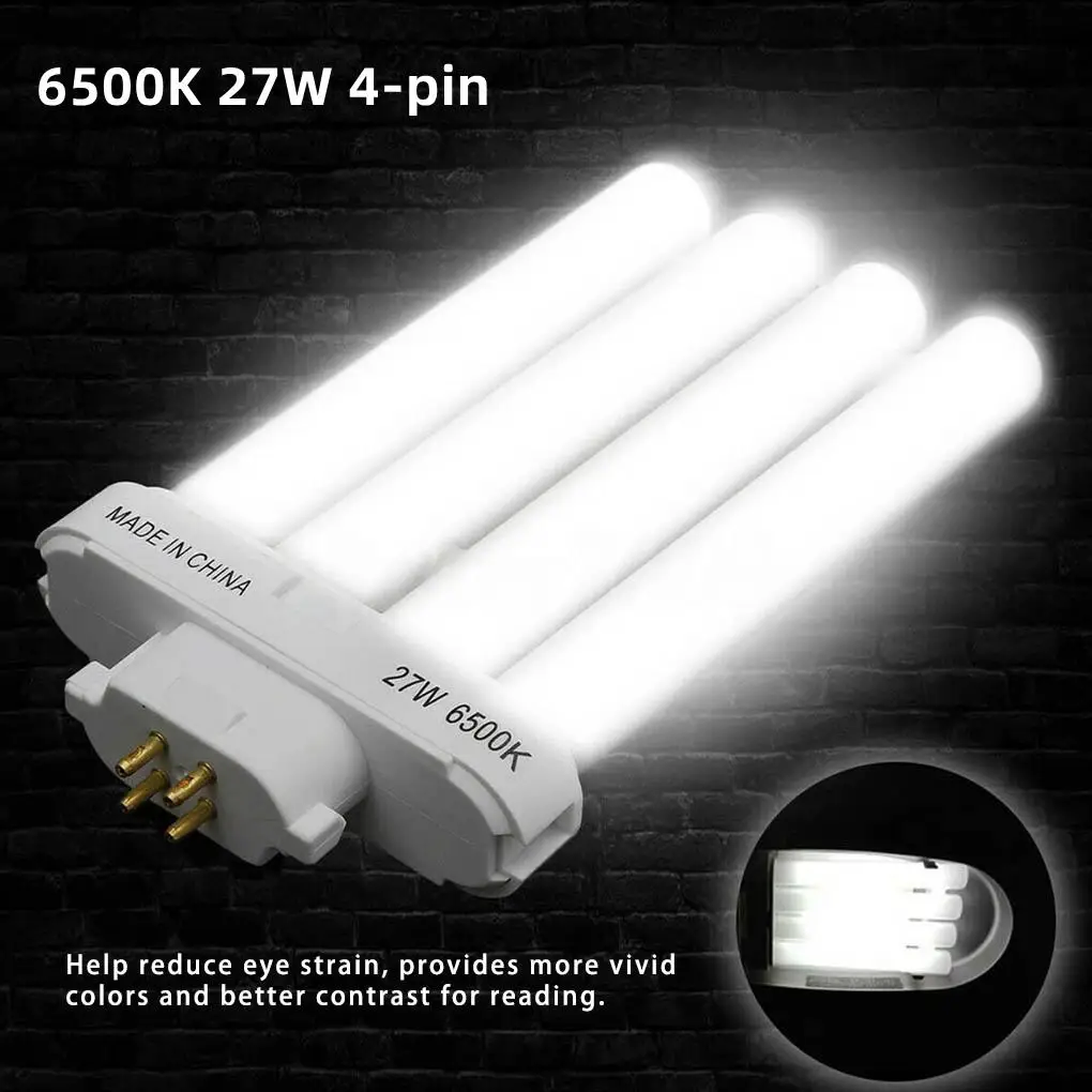 

220V 27W 4 Pin Quad Tube Compact Fluorescent Lamp Light Bulb Energy Saving 4 Rows Bright Light Bulb