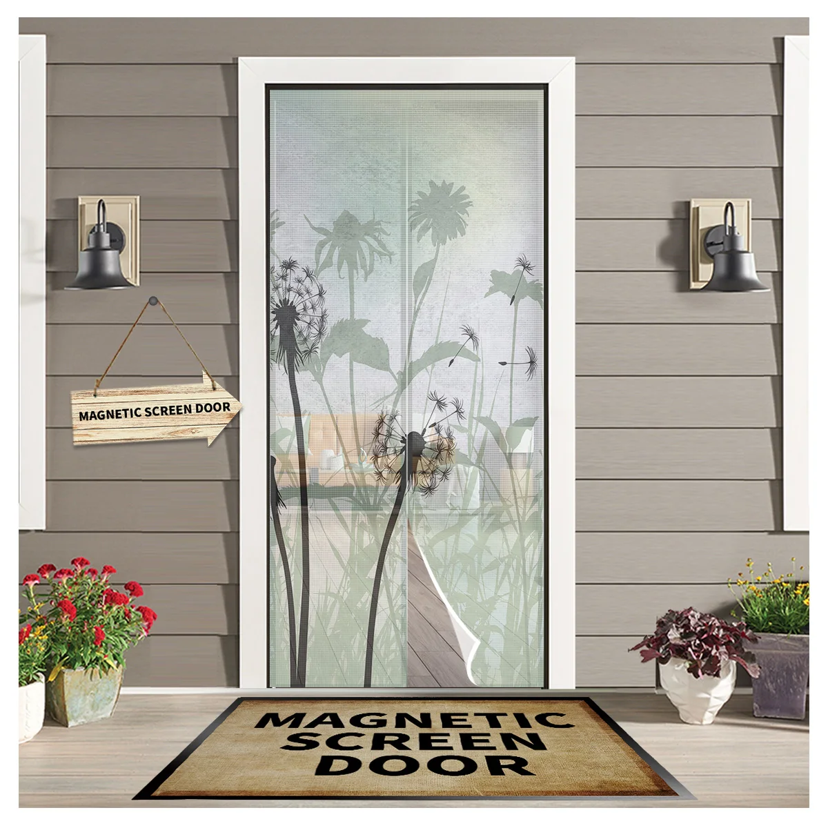 

Flower Dandelion Art Autumn Door Curtain Magnetic Mosquito Net Curtains Bedroom Insect Door Screen Gauze Door Window Screens