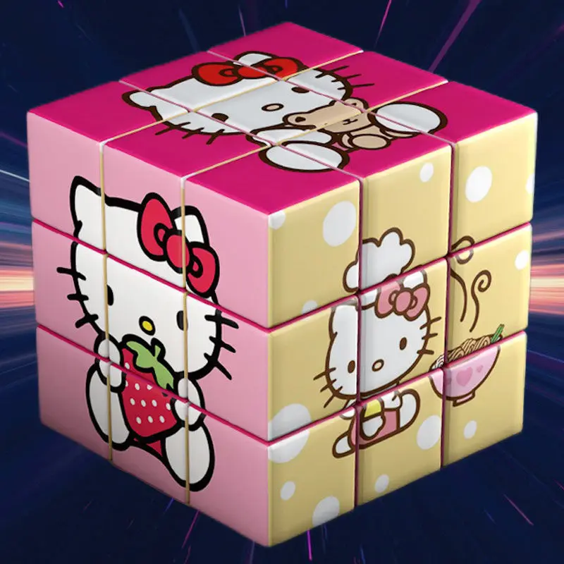 

Hello Kitty Kawaii Sanrios аниме мультфильм милый третий заказ магический куб игрушка Детский пазл антистресс артефакт развитие интеллекта