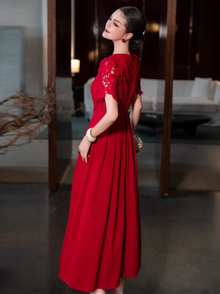 Женское элегантное красное платье SEQINYY летнее весеннее новое модное