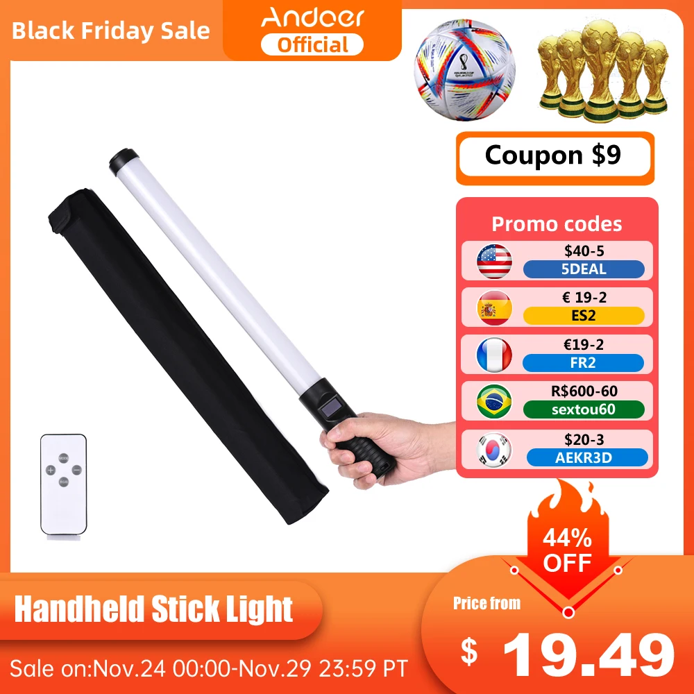 

Ручной Светильник Andoer 3000K-6000K с пультом дистанционного управления