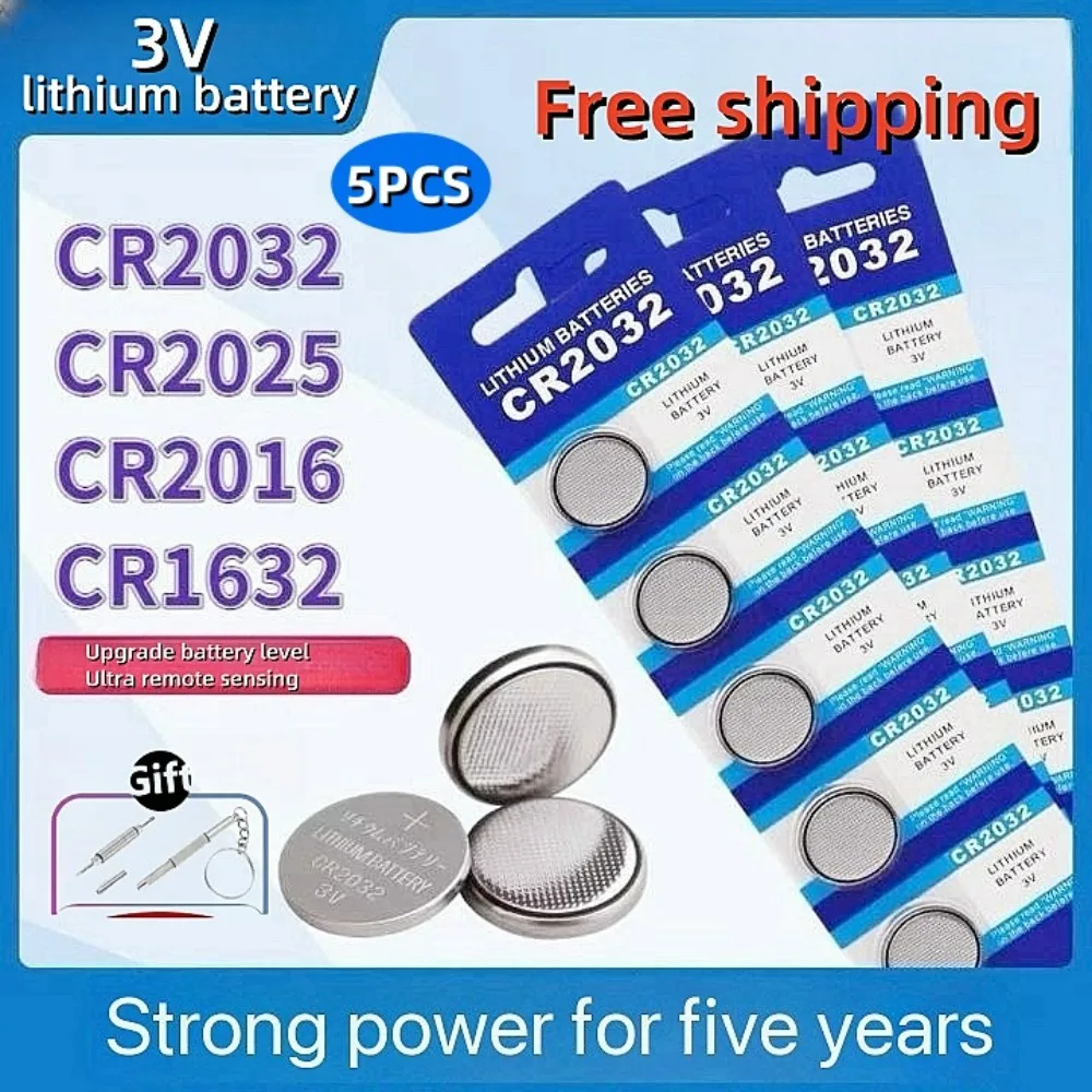 Литиевая батарея CR2032 CR2025 CR2450 CR2016 CR1632 3 В 5 шт