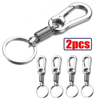 2pcs spring keychains car keychain climbing hook simple strong carabiner shape keychain accessory metal vintage camping keychain