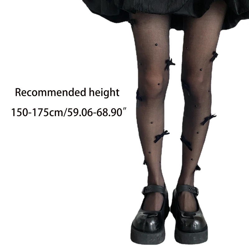Женские готические черные шелковистые прозрачные колготки в стиле Харадзюку с