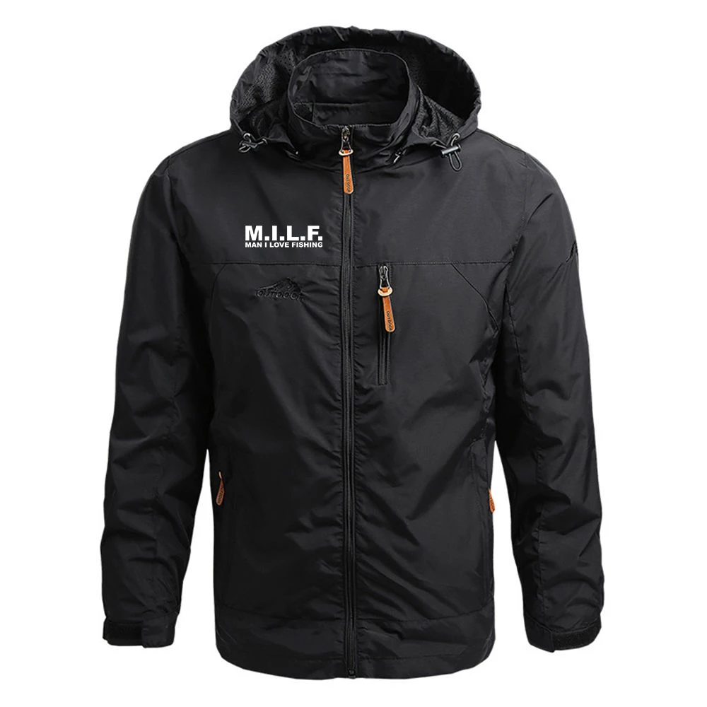 

2022 Milf Man I Love Fishing Men's Spring And Autumn Waterproof Jacket Hooded Windproof able Coat Top Clothes