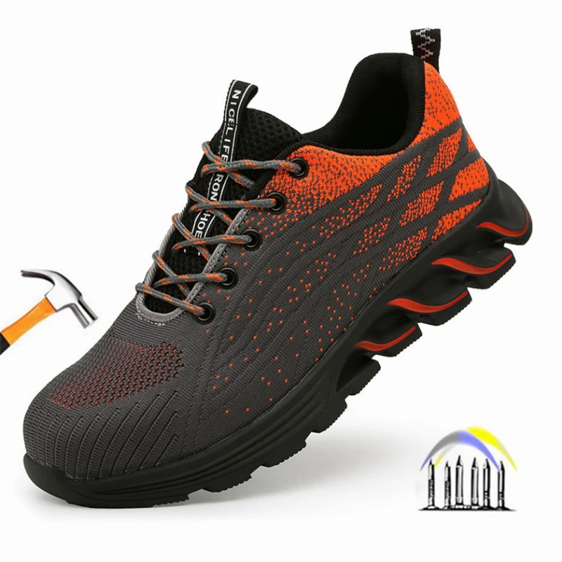 

Fashion Work Shoes with Steel Toe Female Safety Shoes Anti-piercing Work Sneakers for Women Anti-slip Work Boots with Protection