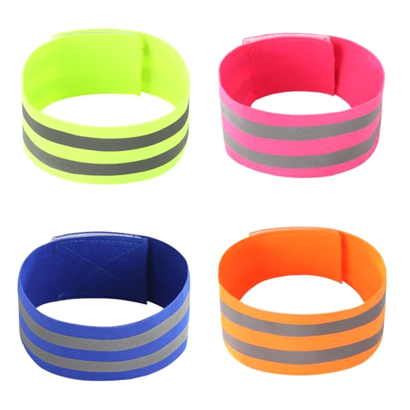

F1FD (Set of 2) High Visibility Reflective Bands Wristbands for Cycling Running Arm Wrist Ankle Bands Leg Straps