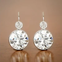 delicate round zirconia drop earrings for women simple design elegant accessories daily wearable female fashion jewelry